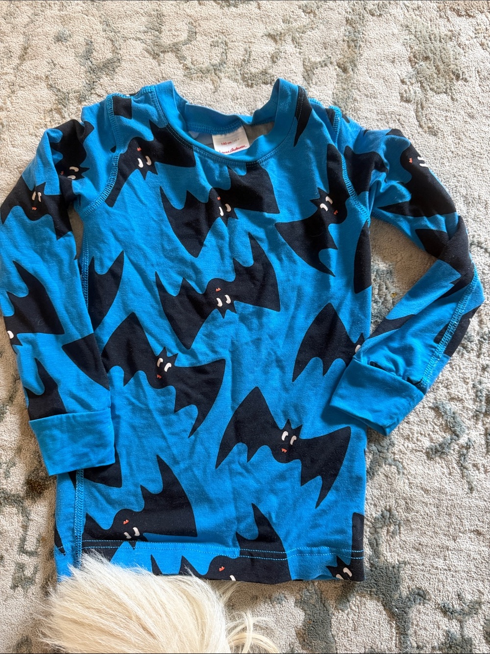 Hanna Andersson Bright Blue Long Sleeve Tee with Black Bat Print